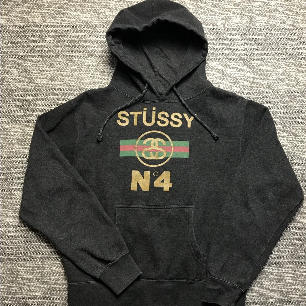 SOLD🌈Stussy Charcoal Gray Spell Out Hoodie